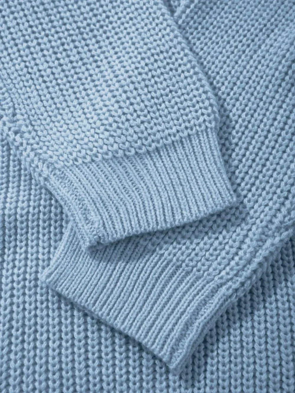 Baby Blue Casual Women Ribbed Long Sleeve Sweater